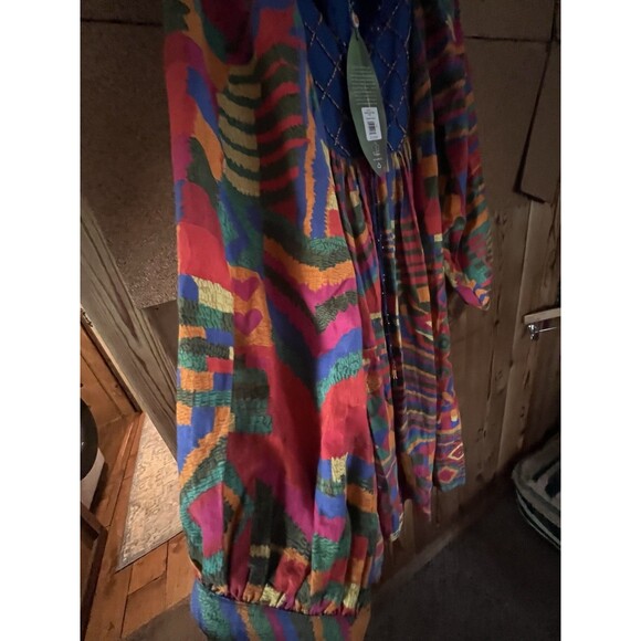 FARM Rio Summer Patches Embroidered Tunic Midi Dress  Size XS NWT - Picture 6 of 8